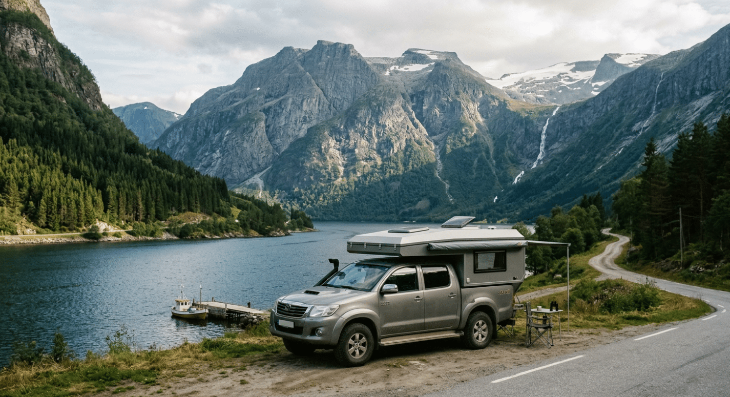Pickup Camper at Scandinavien Lakeside